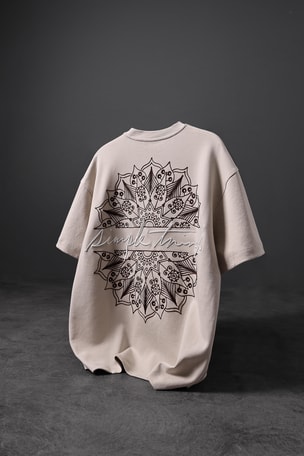 Erkek Bej Simple Things Nakışlı Oversize Tshirt