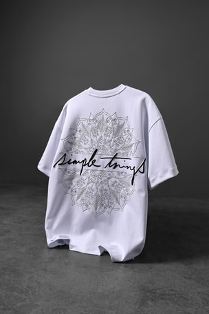 Erkek Beyaz Simple Things Nakışlı Oversize Tshirt