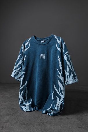 Erkek Petrol War Özel Yıkamalı Kumaş Oversize Tshirt
